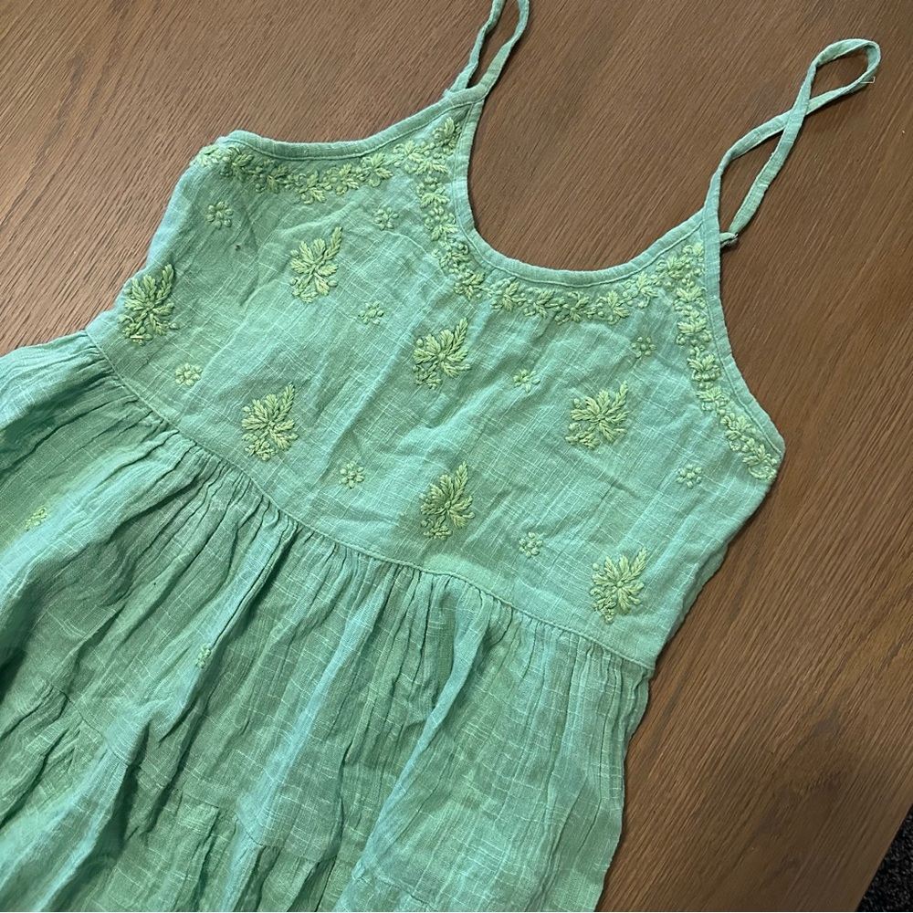 Light Green Embroidered Spaghetti Strap Swim Cover Up Dress